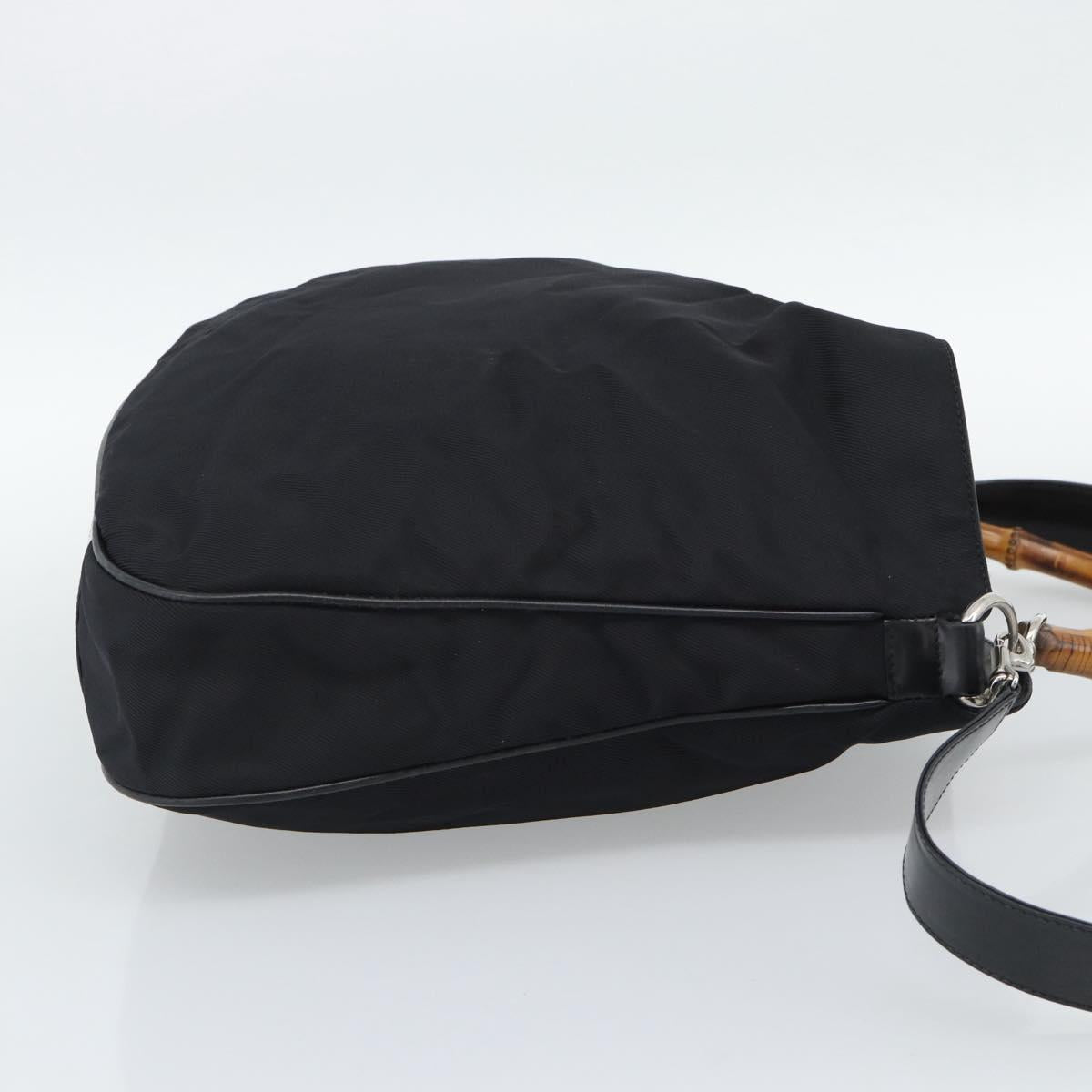 GUCCI Bamboo Hand Bag Nylon 2way Black Silver 001 1577 2615 Auth gh2147 - Jerrillo image 4