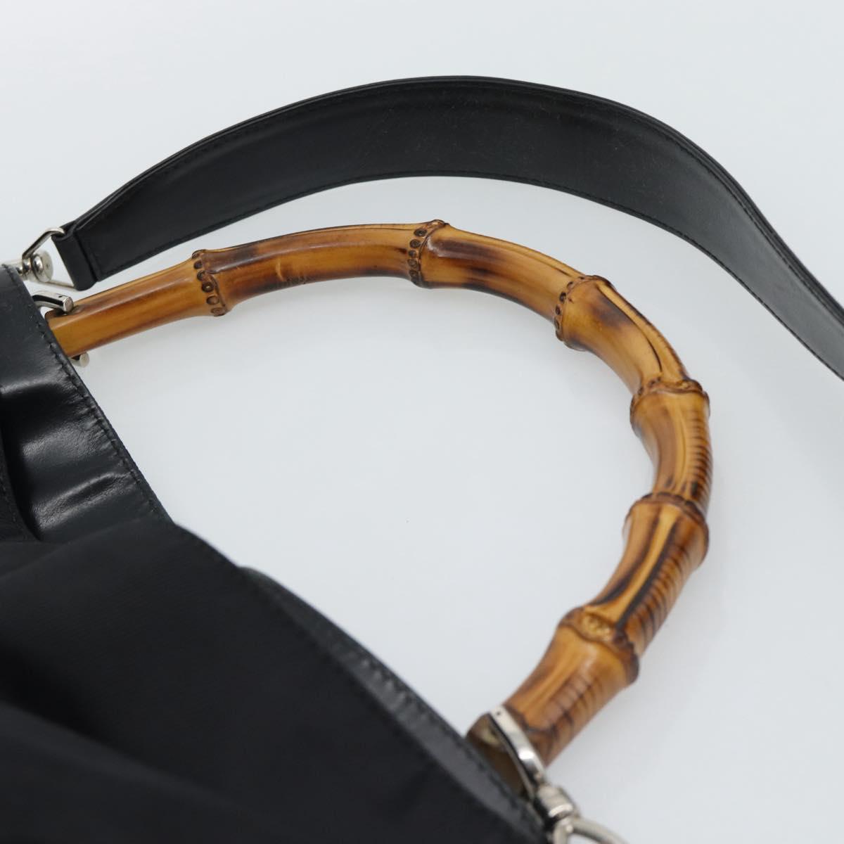 GUCCI Bamboo Hand Bag Nylon 2way Black Silver 001 1577 2615 Auth gh2147 - Jerrillo image 8
