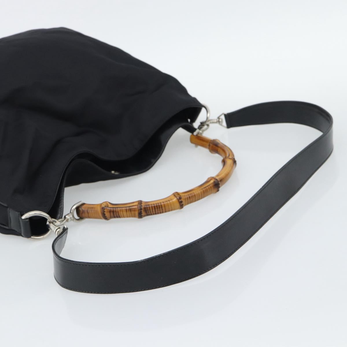 GUCCI Bamboo Hand Bag Nylon 2way Black Silver 001 1577 2615 Auth gh2147 - Jerrillo image 9