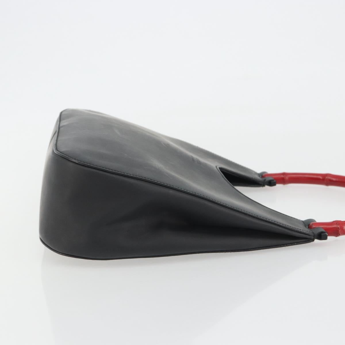 GUCCI Bamboo Hand Bag Leather Black Red Silver 001 3739 Auth gh2164A - Jerrillo image 3