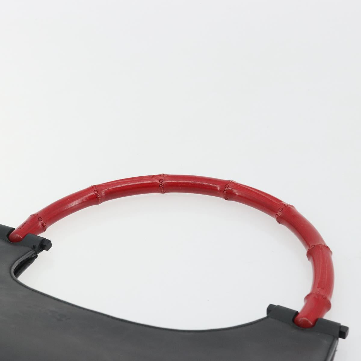 GUCCI Bamboo Hand Bag Leather Black Red Silver 001 3739 Auth gh2164A - Jerrillo image 8