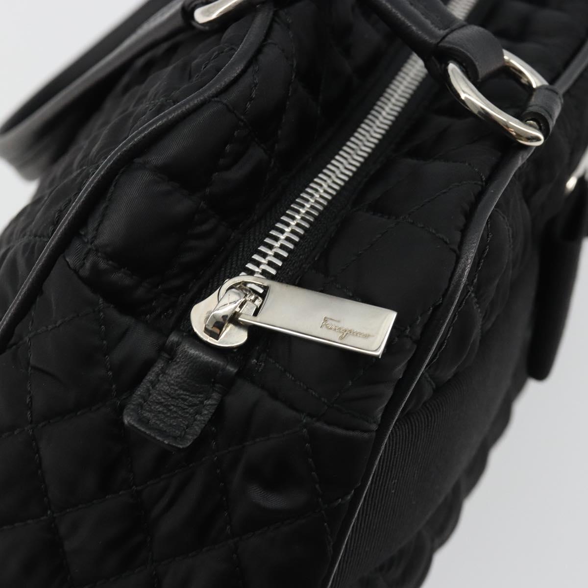 Salvatore Ferragamo Hand Bag Nylon Black Silver Auth gh2165A - Jerrillo image 10