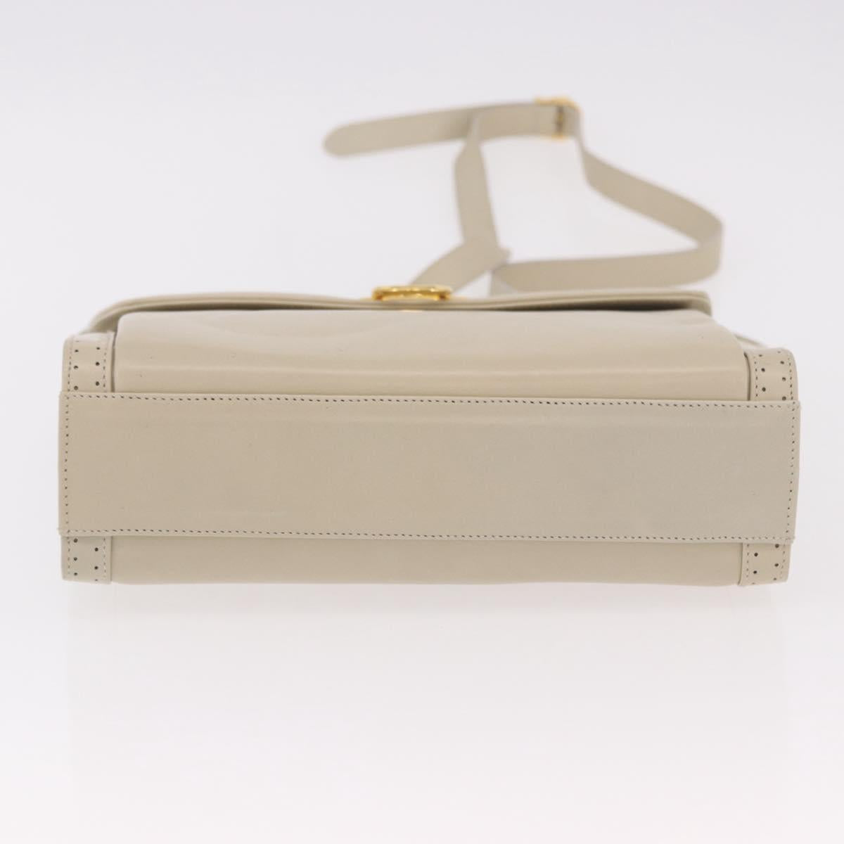 Salvatore Ferragamo Gancini Shoulder Bag Leather Ivory Gold Auth gh2195 - Jerrillo image 6
