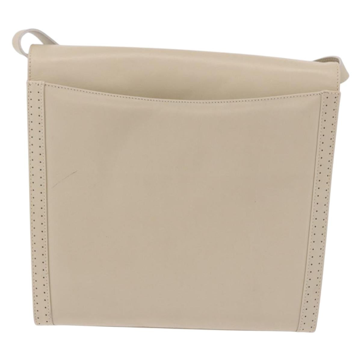 Salvatore Ferragamo Gancini Shoulder Bag Leather Ivory Gold Auth gh2195 - Jerrillo image 2