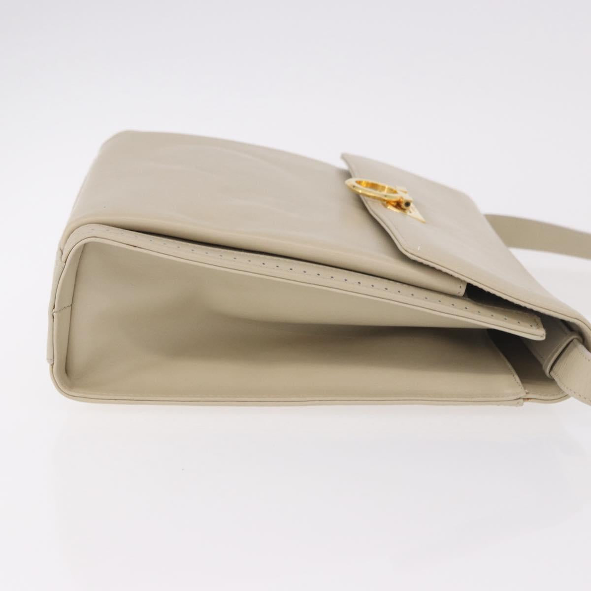 Salvatore Ferragamo Gancini Shoulder Bag Leather Ivory Gold Auth gh2195 - Jerrillo image 4