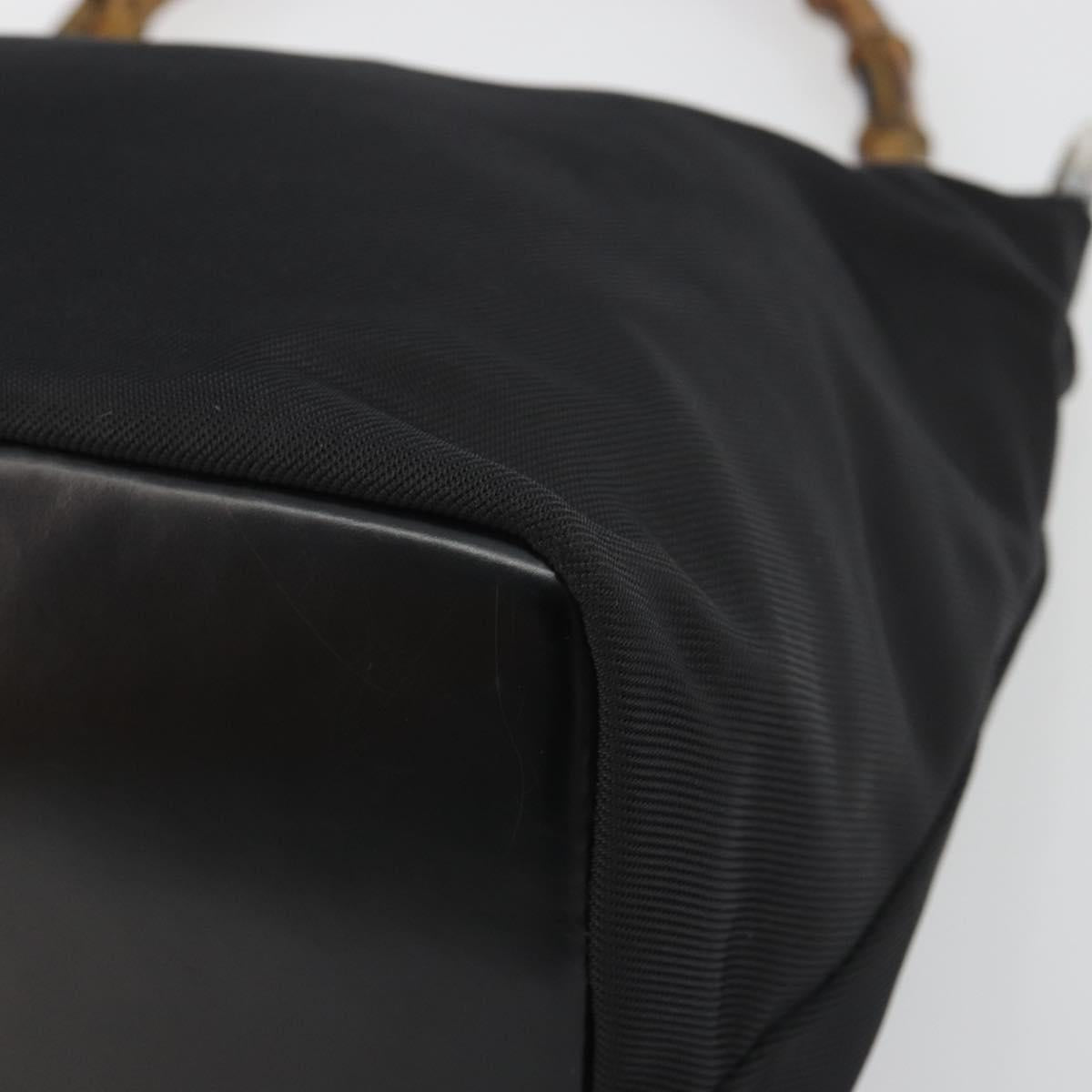 GUCCI Bamboo Hand Bag Canvas Black Silver 000 1956 0531 Auth gh2209A - Jerrillo image 9