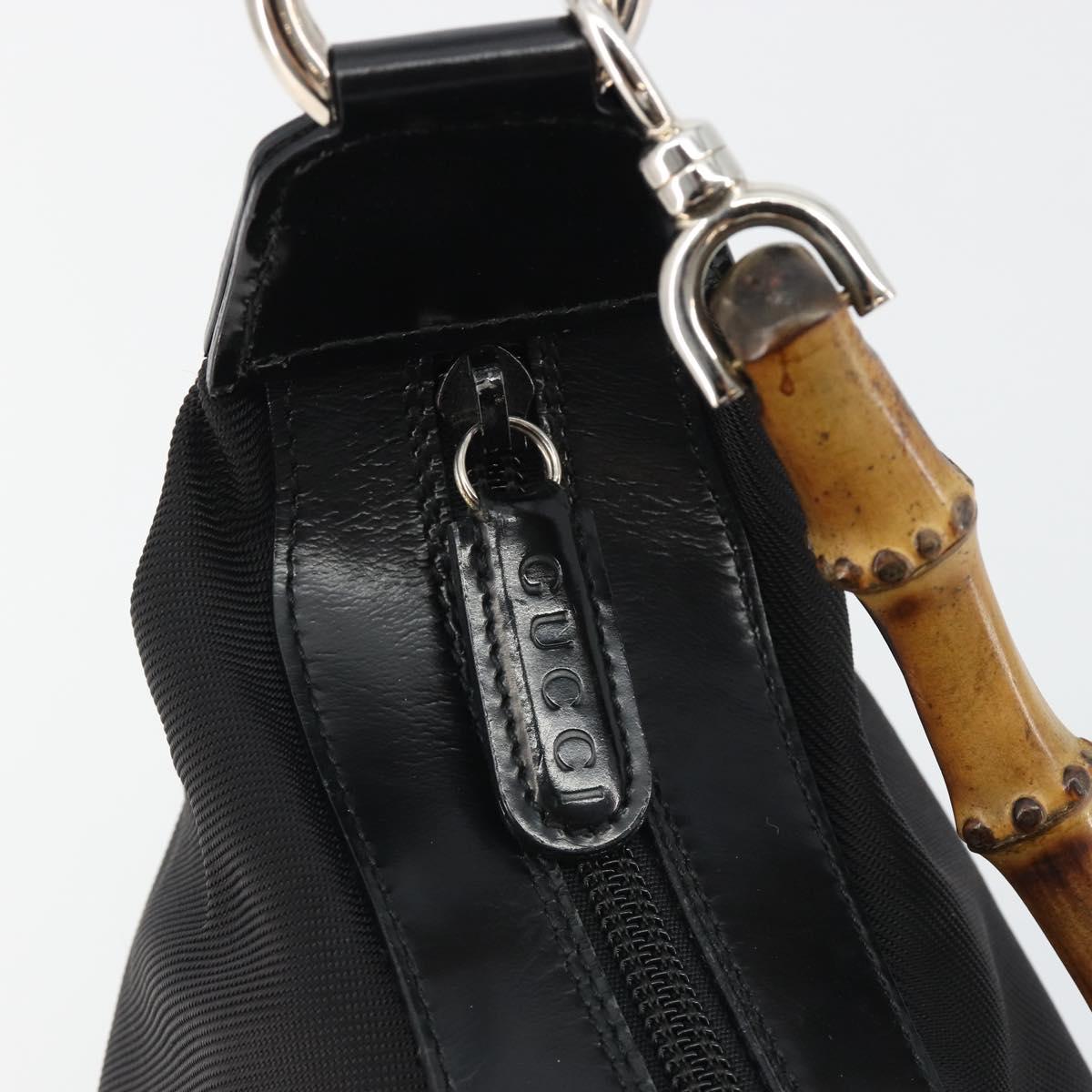GUCCI Bamboo Hand Bag Canvas Black Silver 000 1956 0531 Auth gh2209A - Jerrillo image 10