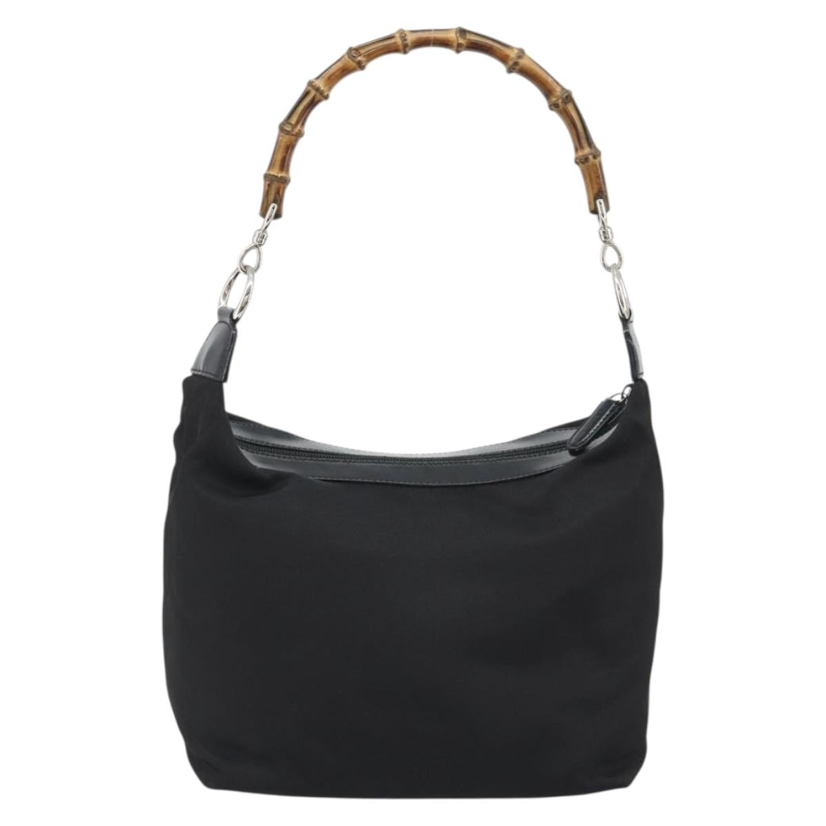 GUCCI Bamboo Hand Bag Canvas Black Silver 000 1956 0531 Auth gh2209A - Jerrillo image 2
