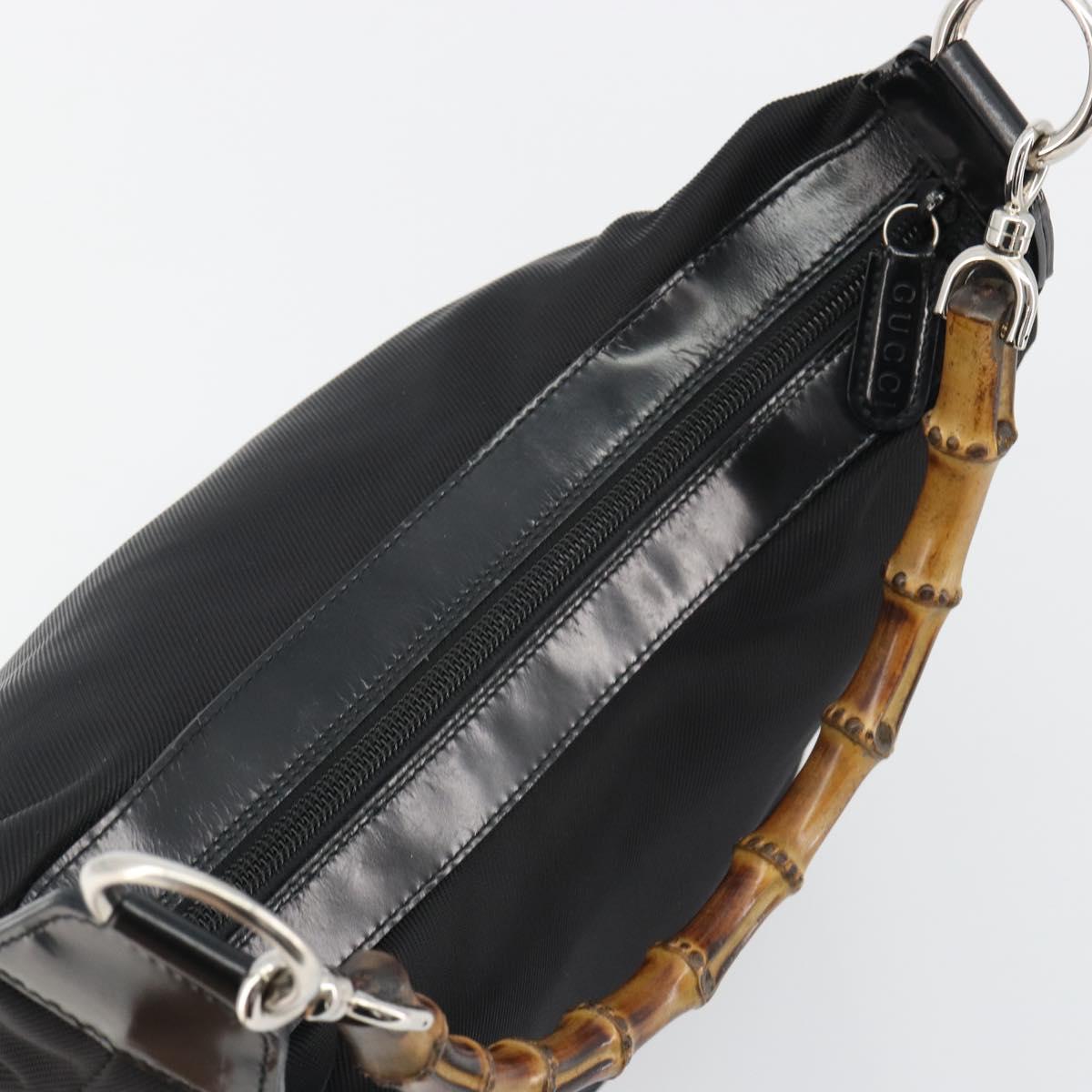 GUCCI Bamboo Hand Bag Canvas Black Silver 000 1956 0531 Auth gh2209A - Jerrillo image 6
