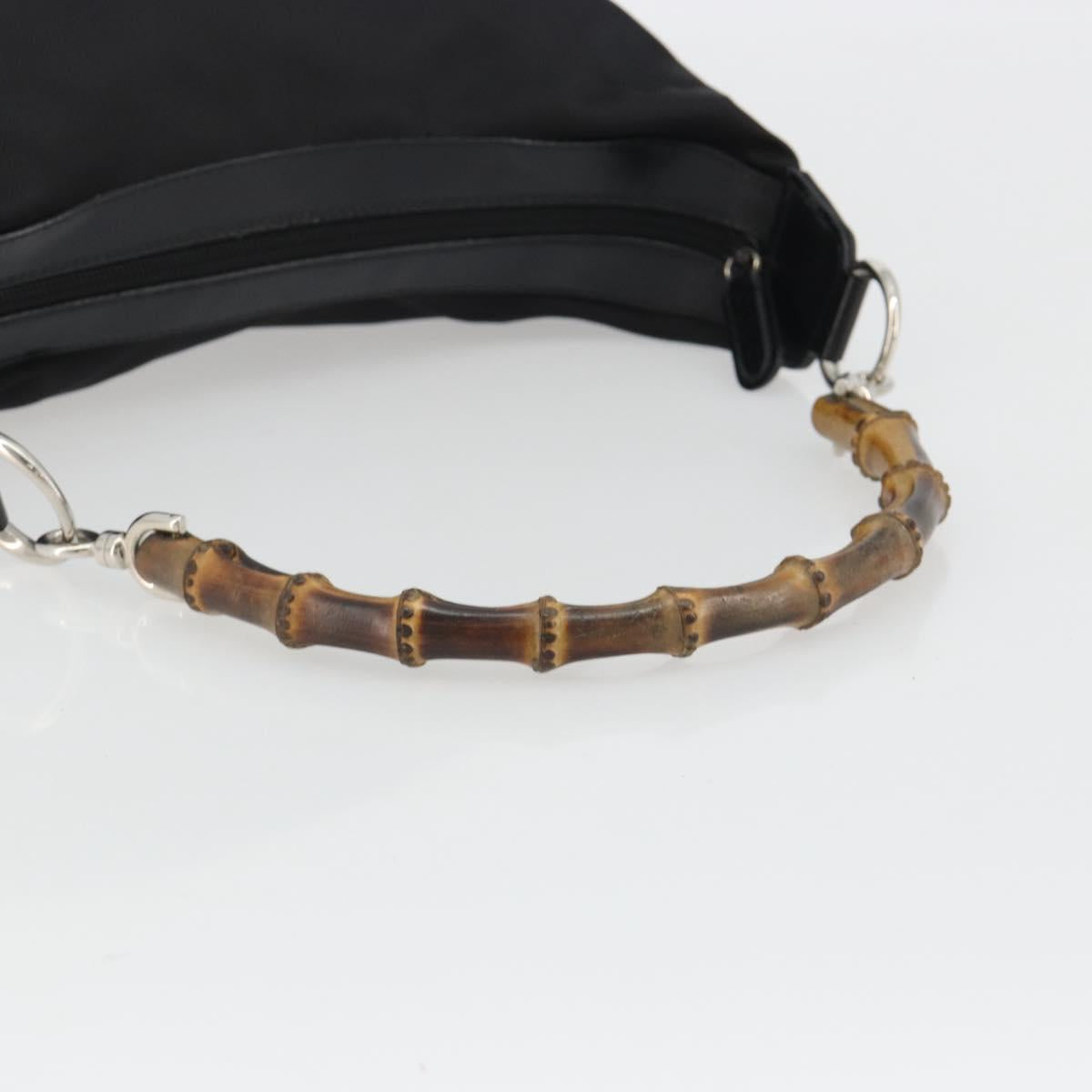 GUCCI Bamboo Hand Bag Canvas Black Silver 000 1956 0531 Auth gh2209A - Jerrillo image 7