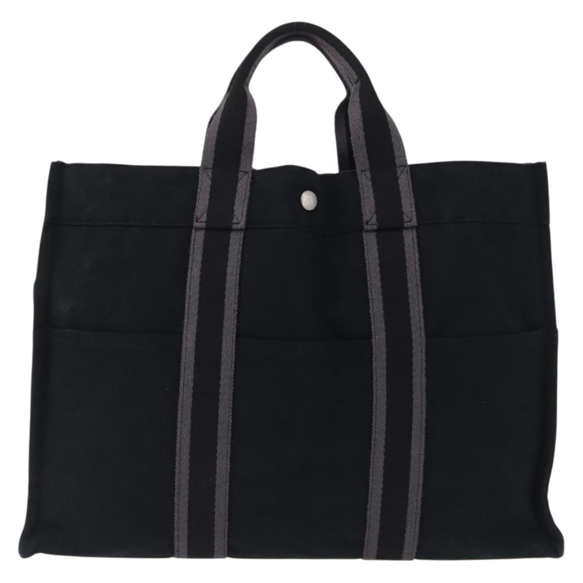 HERMES Fourre Tout MM Hand Bag Canvas Black Silver Auth gh2247A - Jerrillo image 2