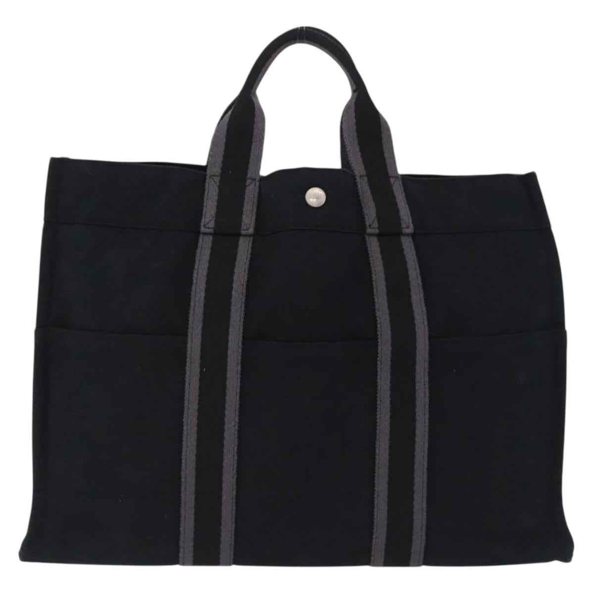 HERMES Fourre Tout MM Hand Bag Canvas Black Silver Auth gh2247A - Jerrillo image 3