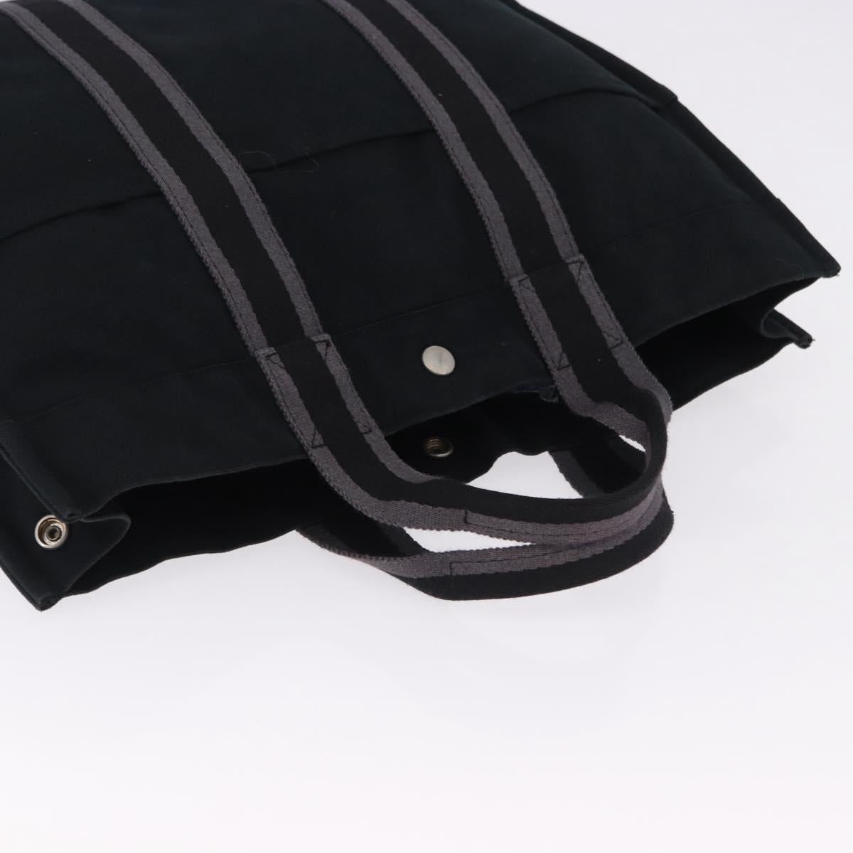 HERMES Fourre Tout MM Hand Bag Canvas Black Silver Auth gh2247A - Jerrillo image 6