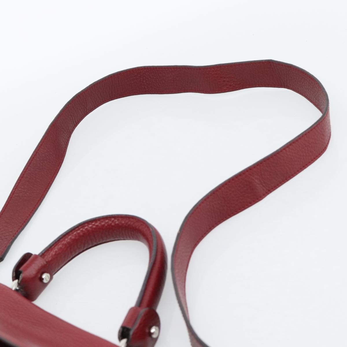 Salvatore Ferragamo Gancini Hand Bag Leather 2way Red Silver Auth gh2288A - Jerrillo image 10