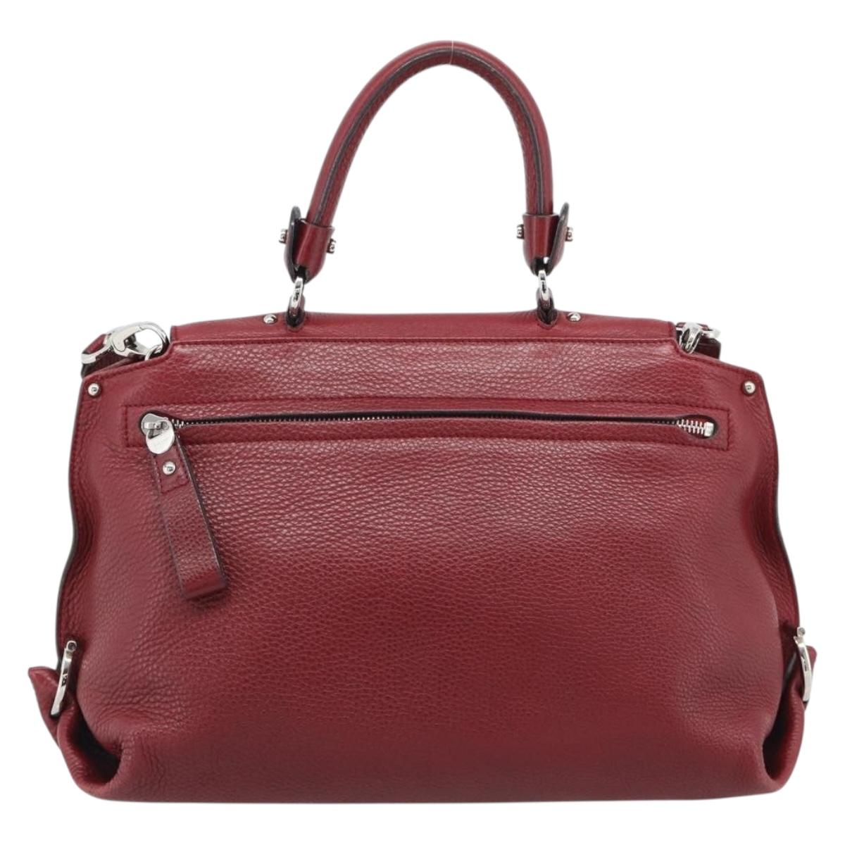 Salvatore Ferragamo Gancini Hand Bag Leather 2way Red Silver Auth gh2288A - Jerrillo image 3