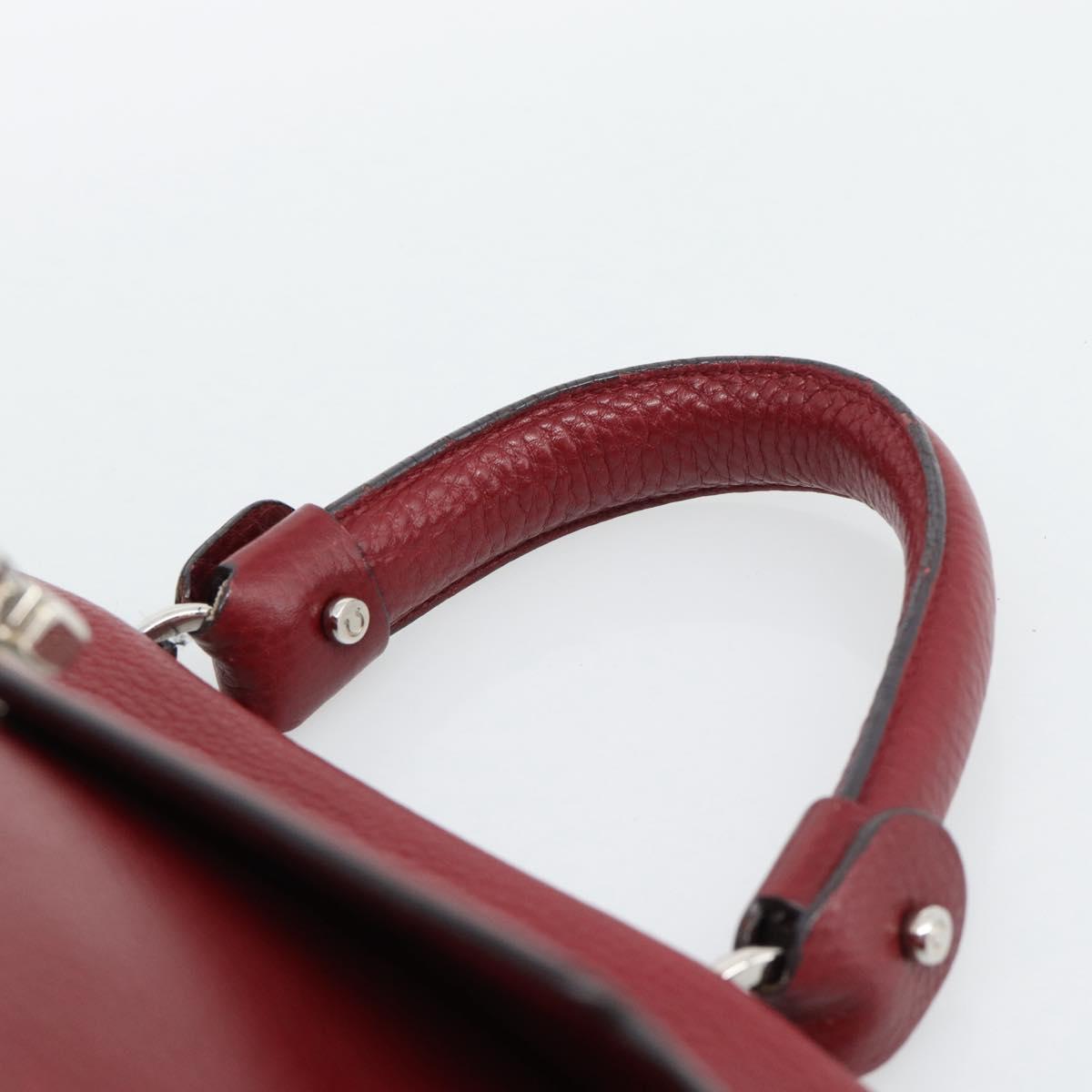 Salvatore Ferragamo Gancini Hand Bag Leather 2way Red Silver Auth gh2288A - Jerrillo image 8