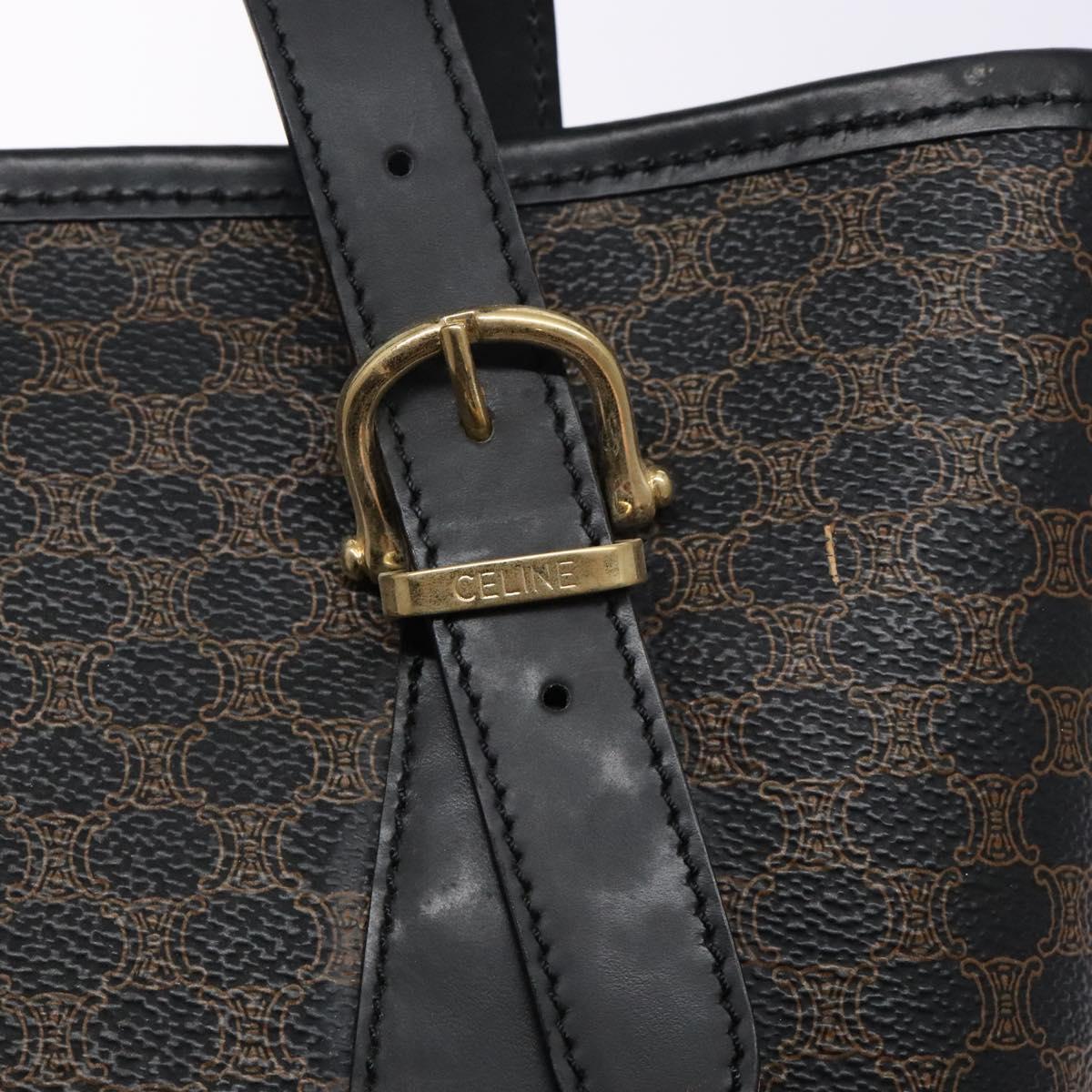 CELINE Macadam Canvas Tote Bag PVC Leather Black Gold Auth gh486 - Jerrillo image 9