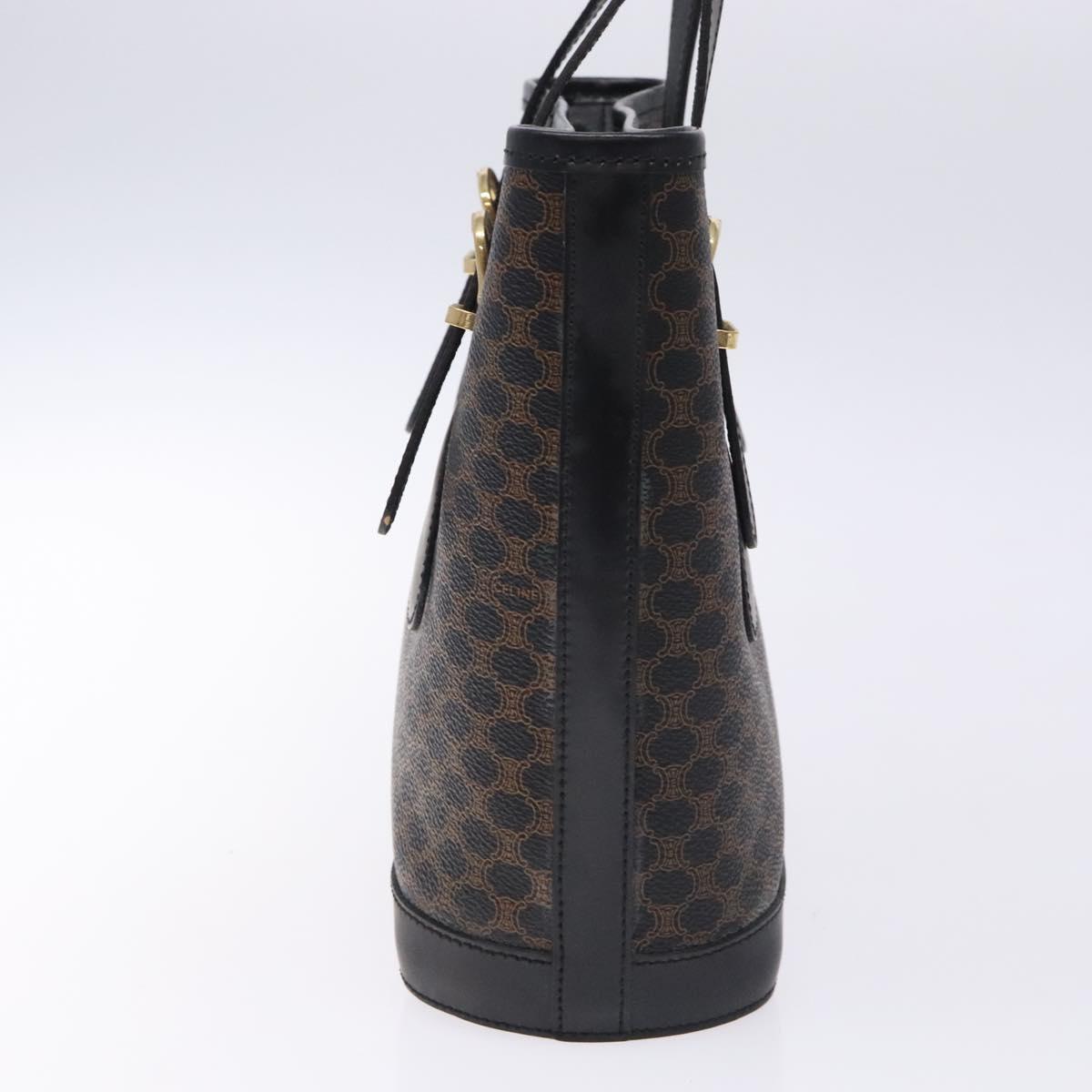 CELINE Macadam Canvas Tote Bag PVC Leather Black Gold Auth gh486 - Jerrillo image 4