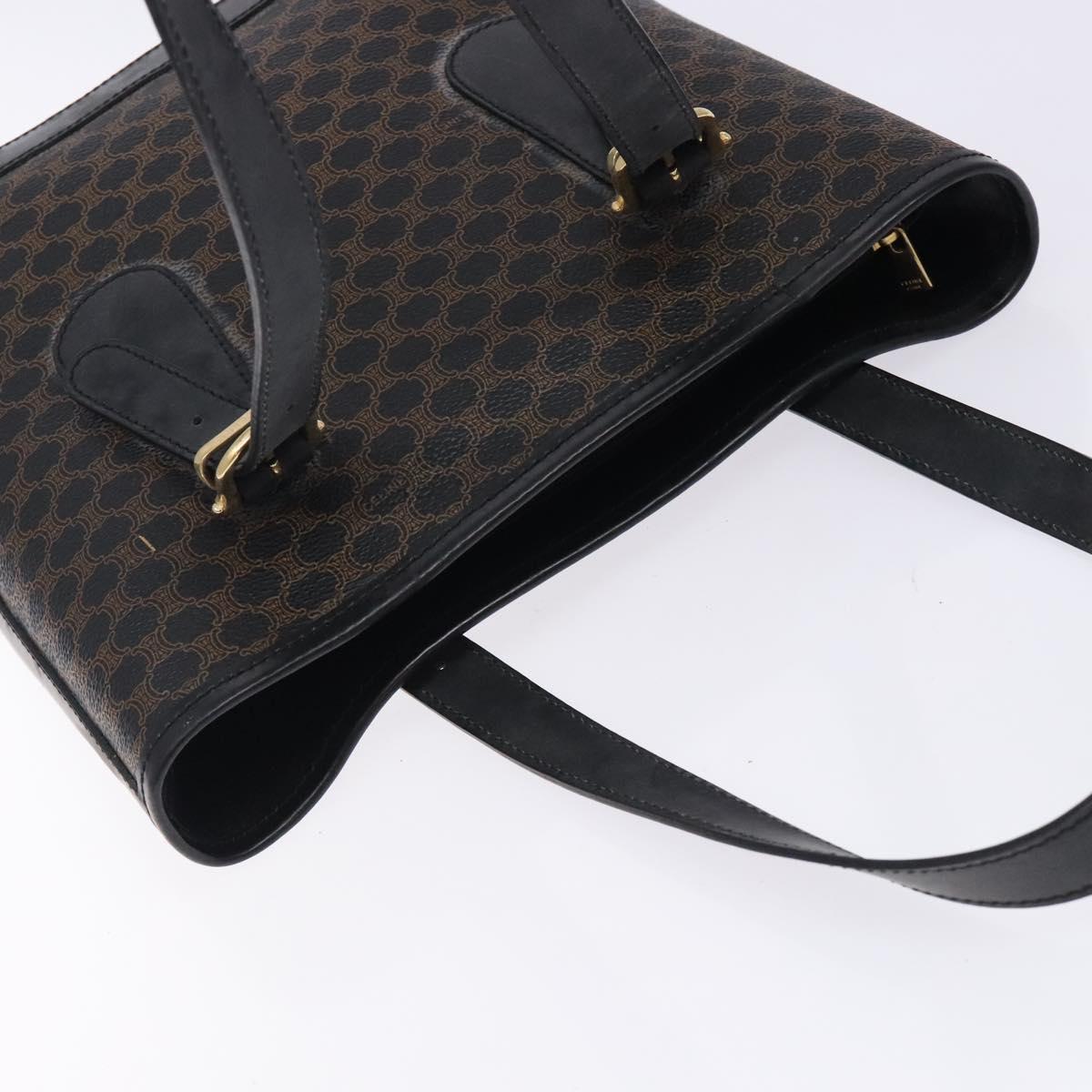 CELINE Macadam Canvas Tote Bag PVC Leather Black Gold Auth gh486 - Jerrillo image 6