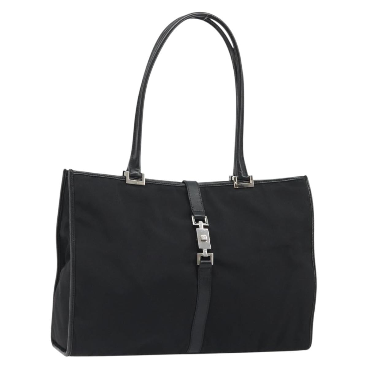 GUCCI Jackie Tote Bag Canvas Black Silver 002 1074 Auth hk3882 - Jerrillo