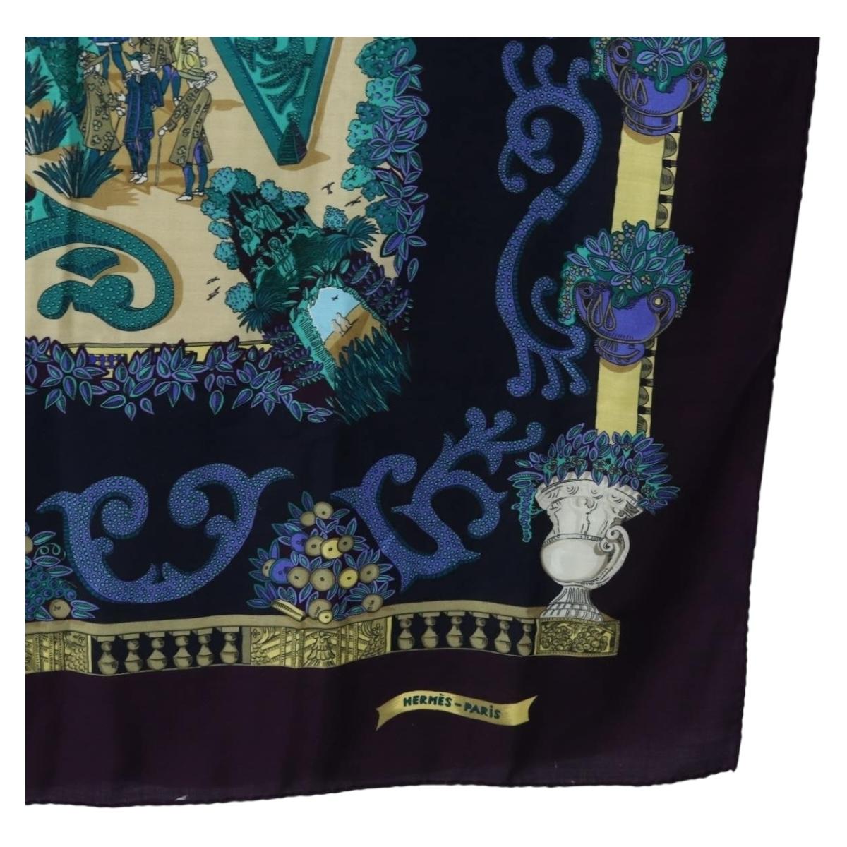 HERMES Carre 140 Scarf "Le Paradis du Ray" Cashmere Navy Auth hk3922M - Jerrillo image 10