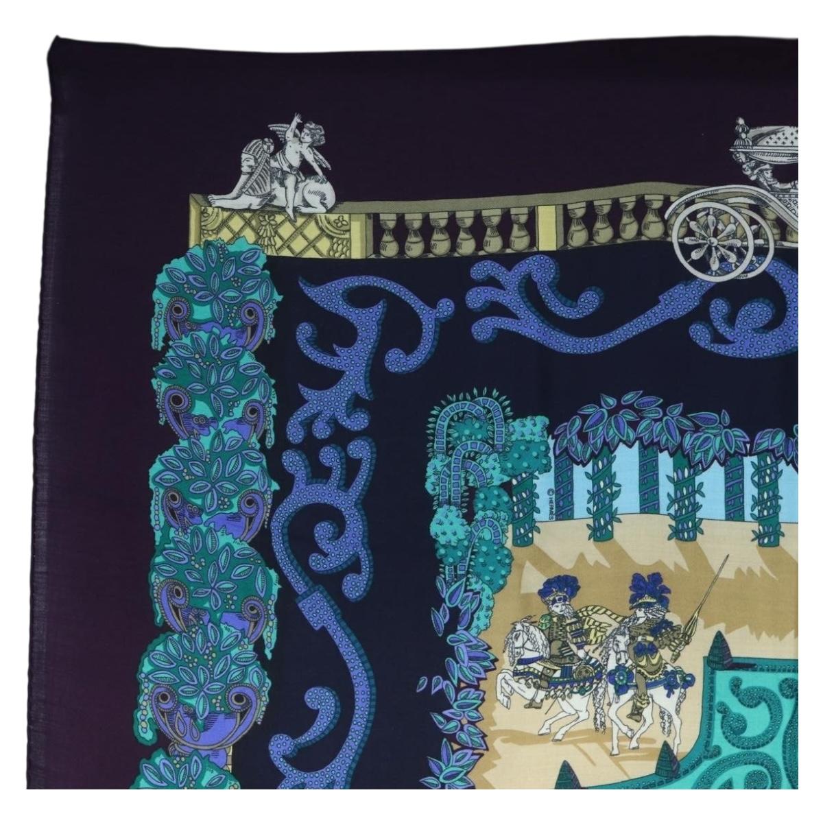 HERMES Carre 140 Scarf "Le Paradis du Ray" Cashmere Navy Auth hk3922M - Jerrillo image 2