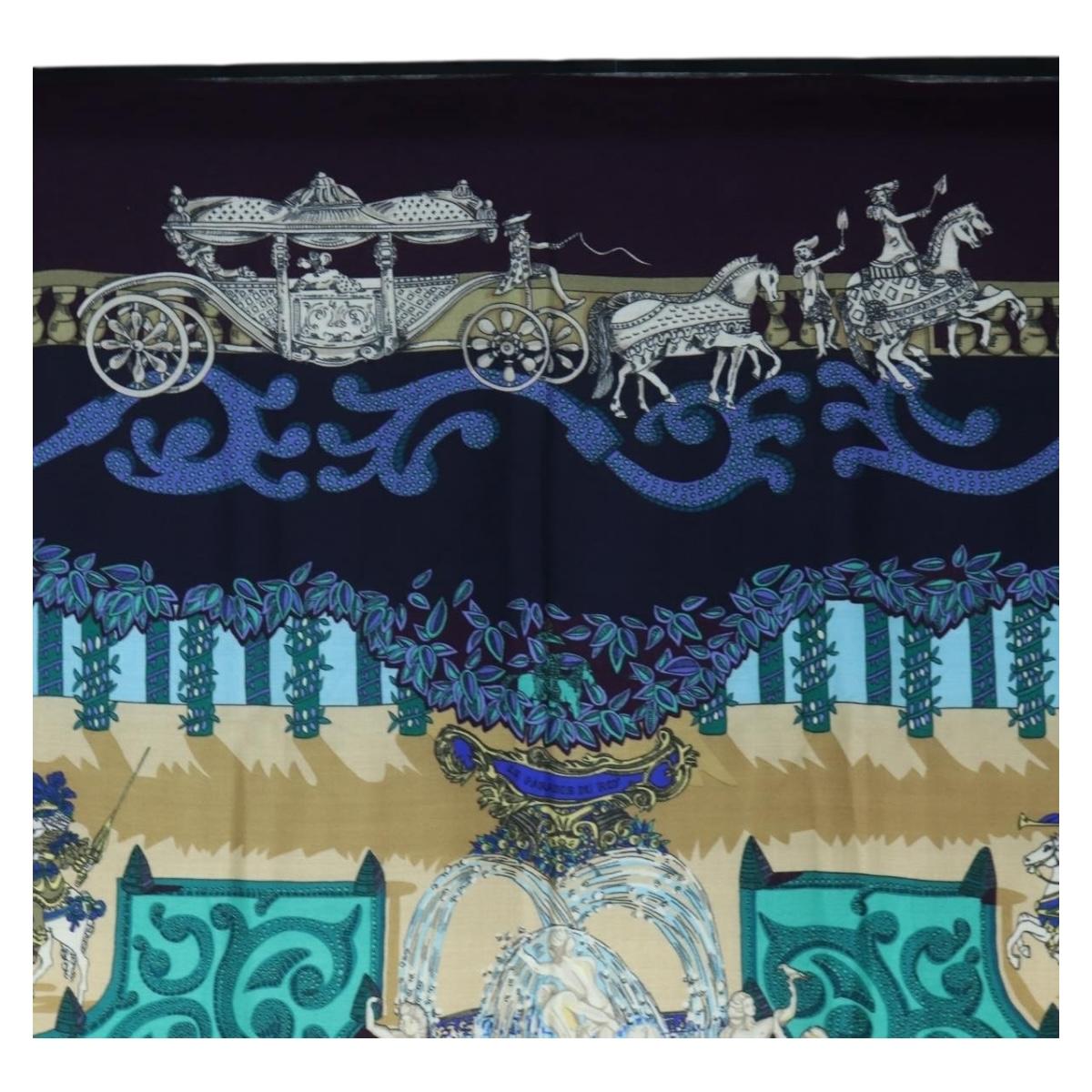 HERMES Carre 140 Scarf "Le Paradis du Ray" Cashmere Navy Auth hk3922M - Jerrillo image 3