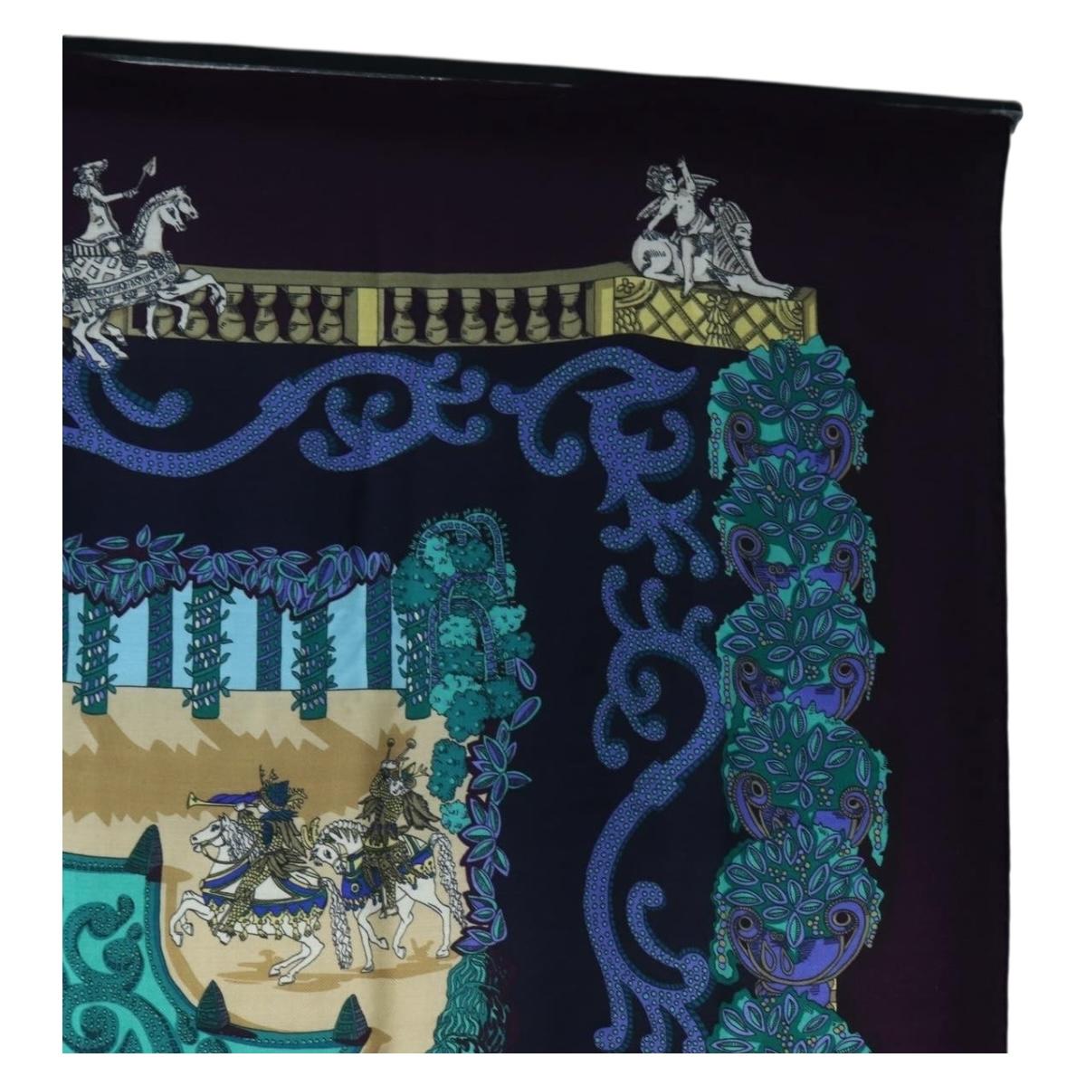 HERMES Carre 140 Scarf "Le Paradis du Ray" Cashmere Navy Auth hk3922M - Jerrillo image 4
