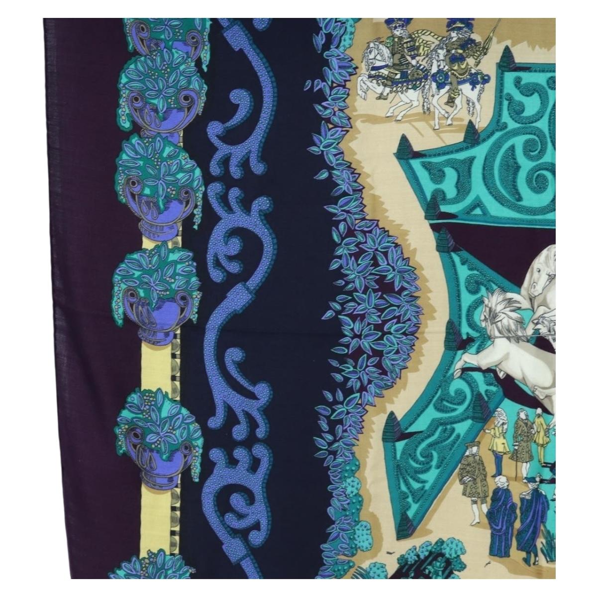 HERMES Carre 140 Scarf "Le Paradis du Ray" Cashmere Navy Auth hk3922M - Jerrillo image 5