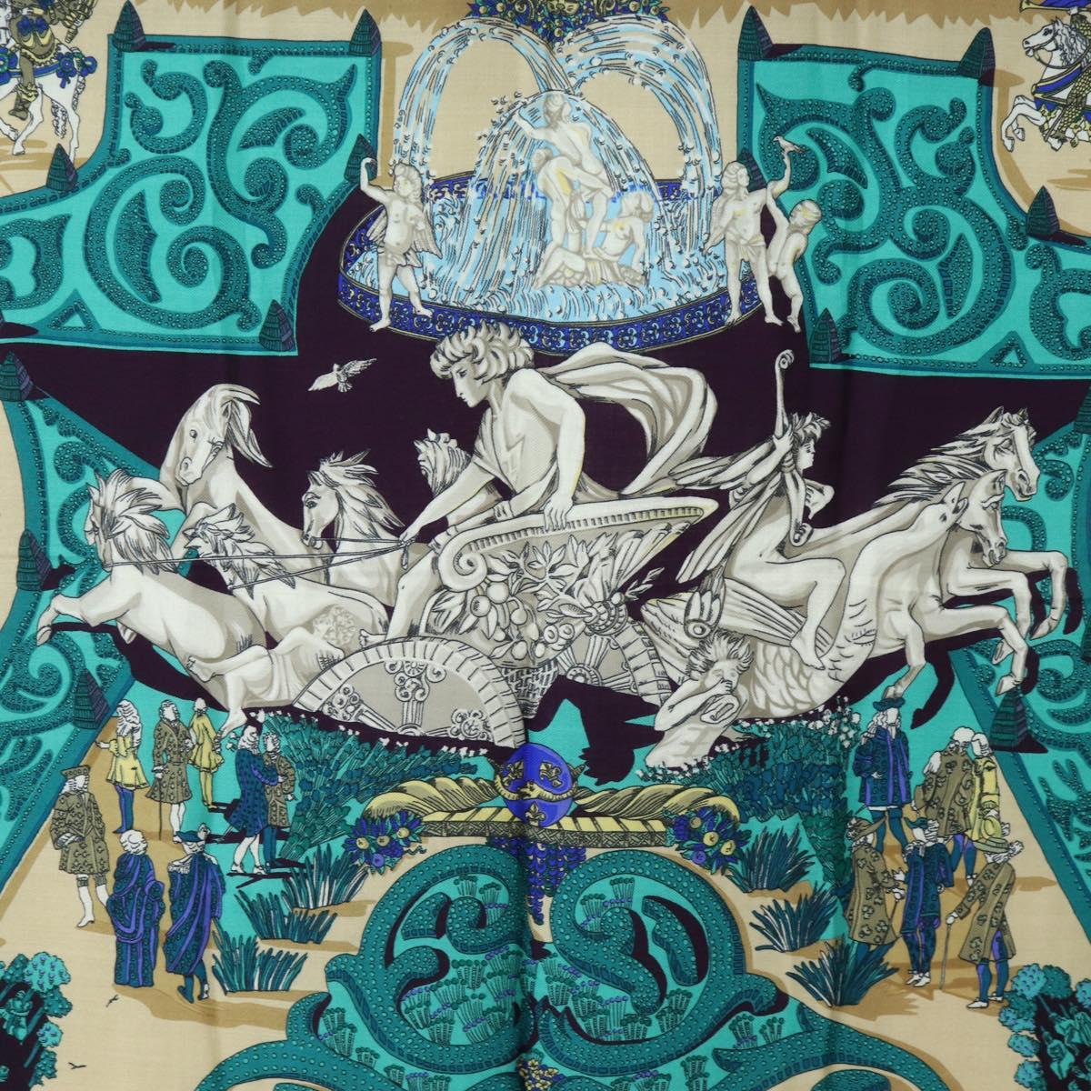 HERMES Carre 140 Scarf "Le Paradis du Ray" Cashmere Navy Auth hk3922M - Jerrillo image 6