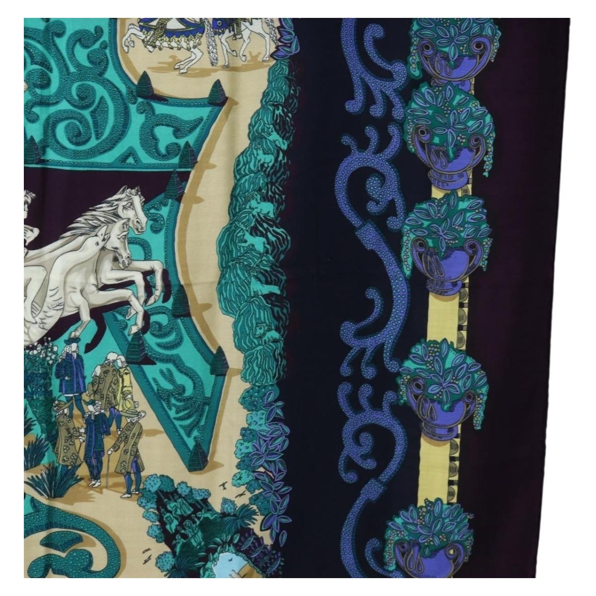 HERMES Carre 140 Scarf "Le Paradis du Ray" Cashmere Navy Auth hk3922M - Jerrillo image 7