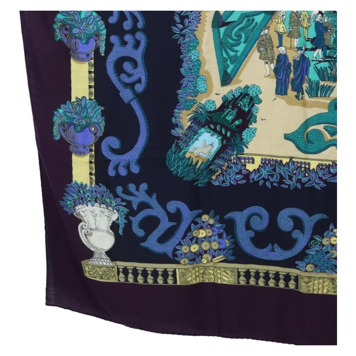 HERMES Carre 140 Scarf "Le Paradis du Ray" Cashmere Navy Auth hk3922M - Jerrillo image 8