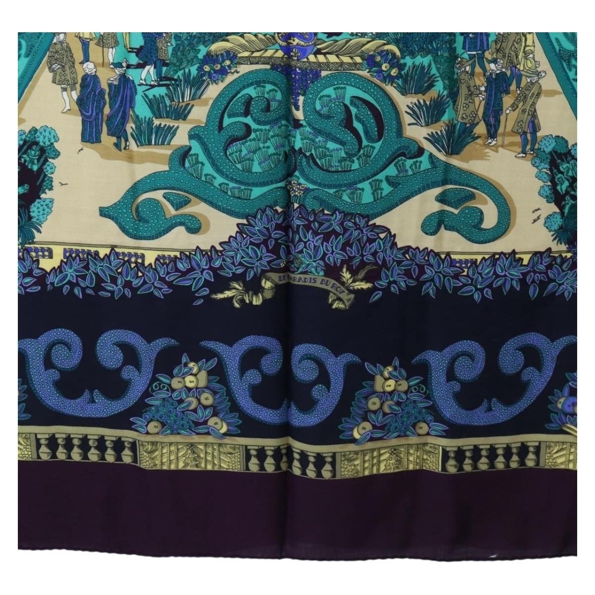 HERMES Carre 140 Scarf "Le Paradis du Ray" Cashmere Navy Auth hk3922M - Jerrillo image 9