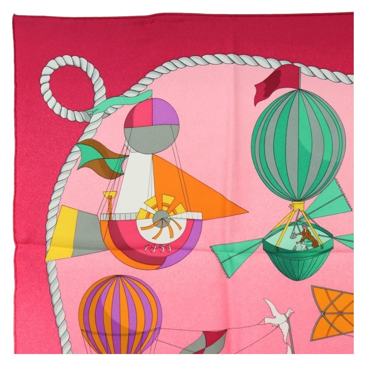 HERMES Carre 90 Scarf "LES FOLIES DU CIEL" Silk Pink Auth hk3927V - Jerrillo image 2