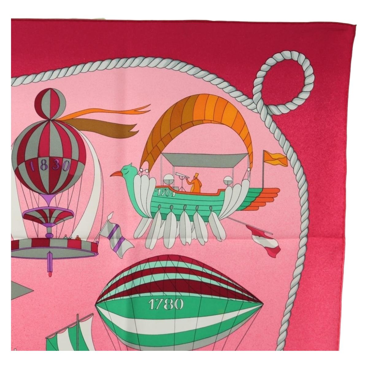 HERMES Carre 90 Scarf "LES FOLIES DU CIEL" Silk Pink Auth hk3927V - Jerrillo image 4