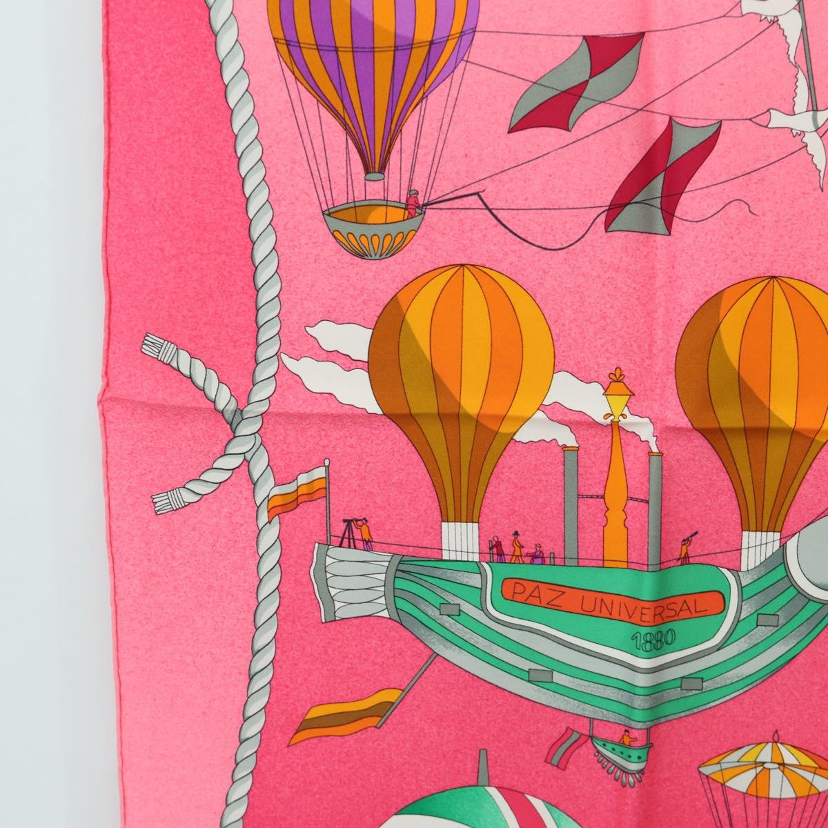 HERMES Carre 90 Scarf "LES FOLIES DU CIEL" Silk Pink Auth hk3927V - Jerrillo image 5