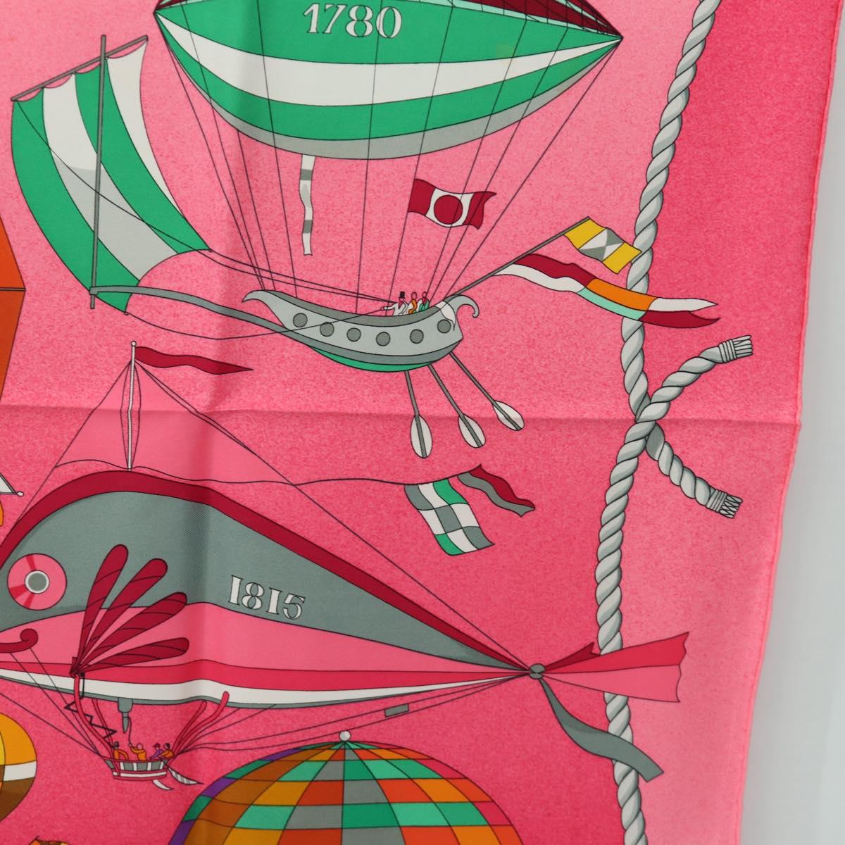 HERMES Carre 90 Scarf "LES FOLIES DU CIEL" Silk Pink Auth hk3927V - Jerrillo image 7