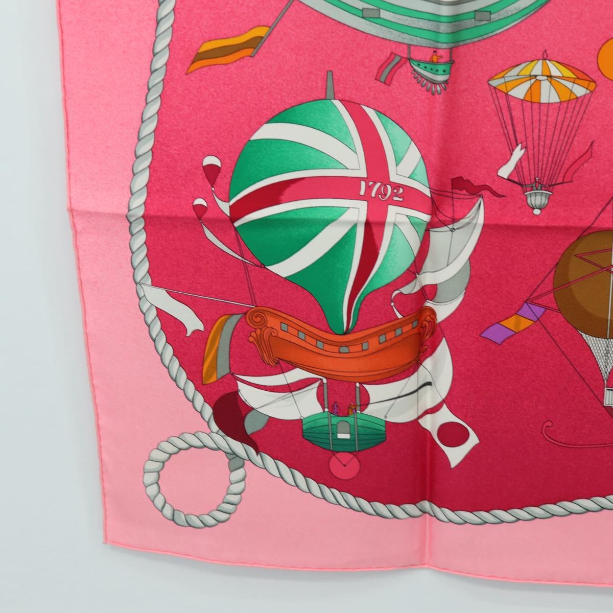 HERMES Carre 90 Scarf "LES FOLIES DU CIEL" Silk Pink Auth hk3927V - Jerrillo image 8
