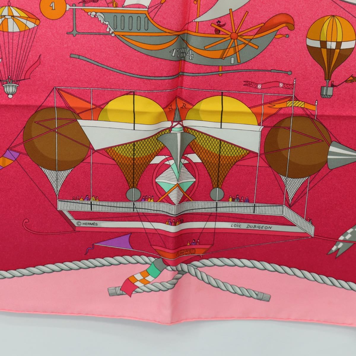 HERMES Carre 90 Scarf "LES FOLIES DU CIEL" Silk Pink Auth hk3927V - Jerrillo image 9