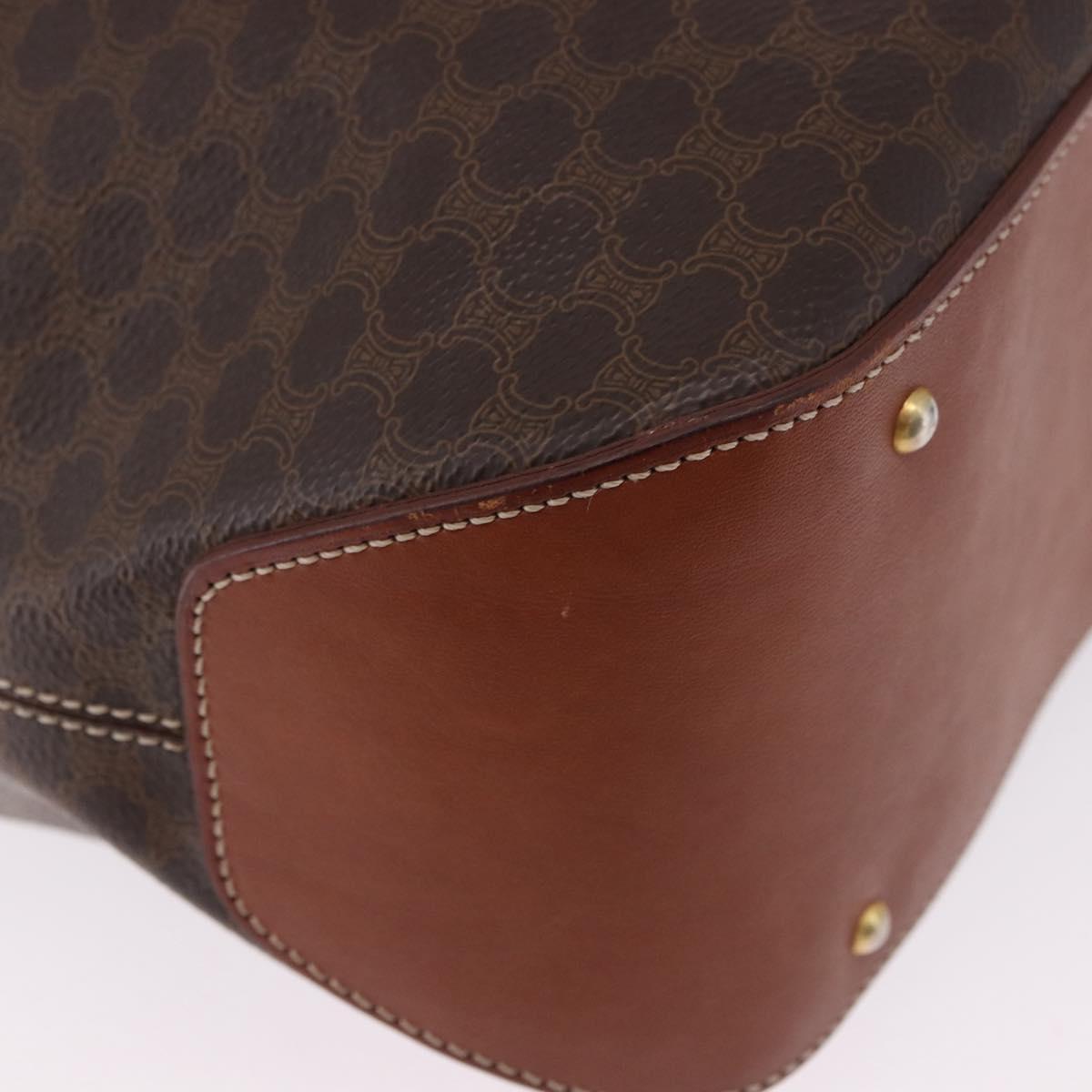 CELINE Macadam Canvas Shoulder Bag PVC Leather Brown Gold Auth hk3930 - Jerrillo image 10