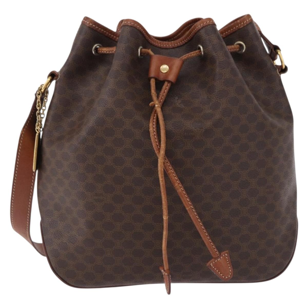 CELINE Macadam Canvas Shoulder Bag PVC Leather Brown Gold Auth hk3930 - Jerrillo image 2