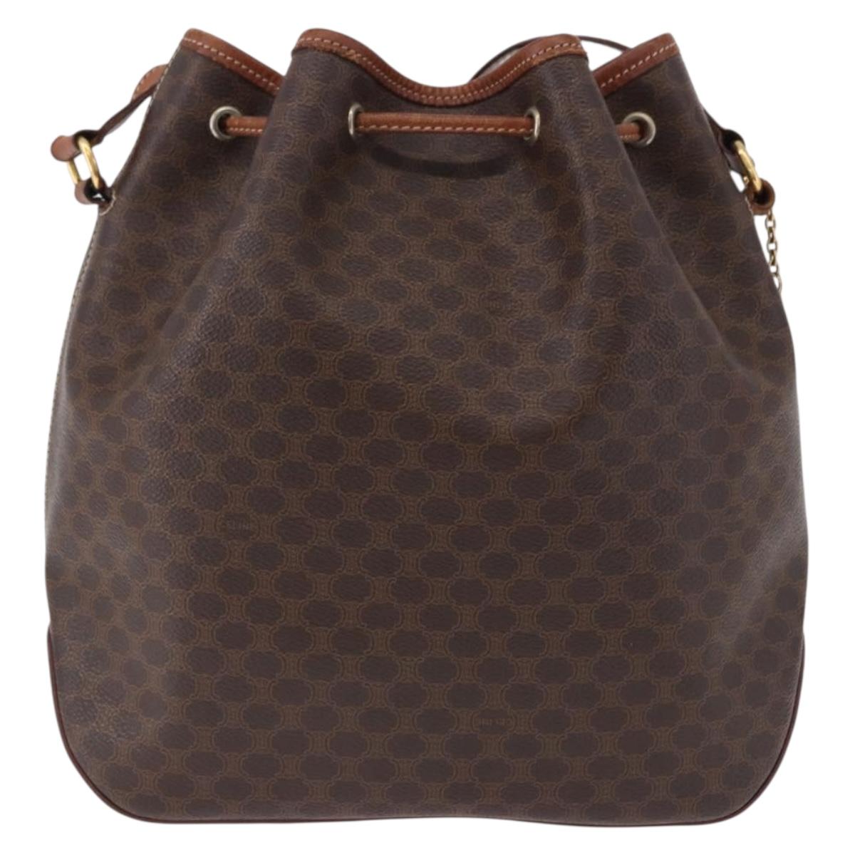 CELINE Macadam Canvas Shoulder Bag PVC Leather Brown Gold Auth hk3930 - Jerrillo image 3