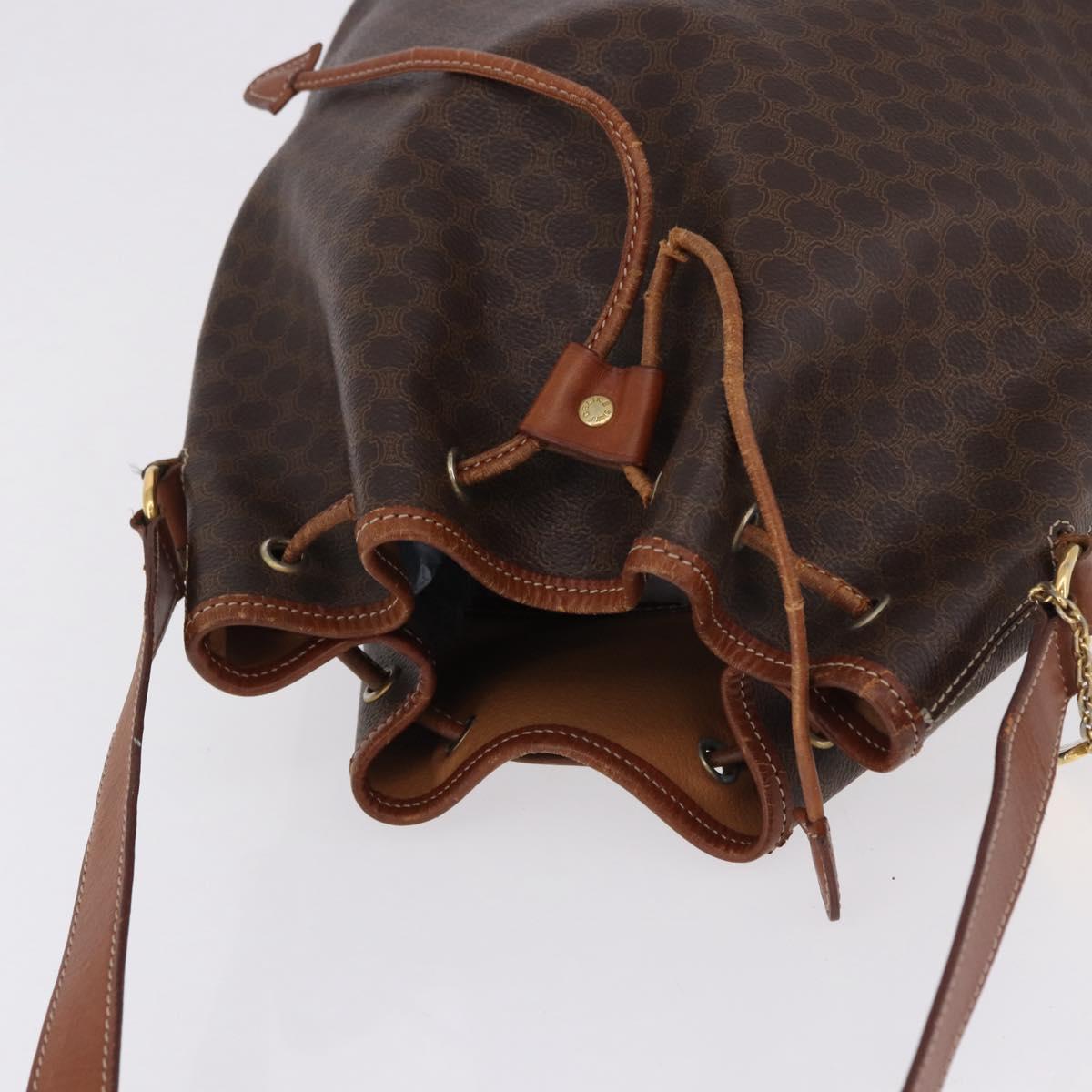 CELINE Macadam Canvas Shoulder Bag PVC Leather Brown Gold Auth hk3930 - Jerrillo image 6