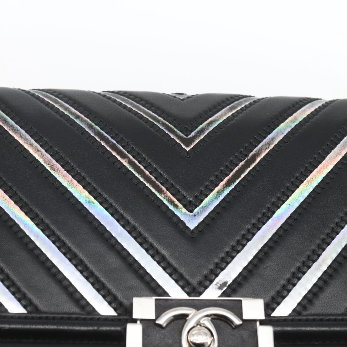 CHANEL Chain Boy Chanel V Stitch Bag Leather Black Silver CC Auth ka1417SAM - Jerrillo image 10