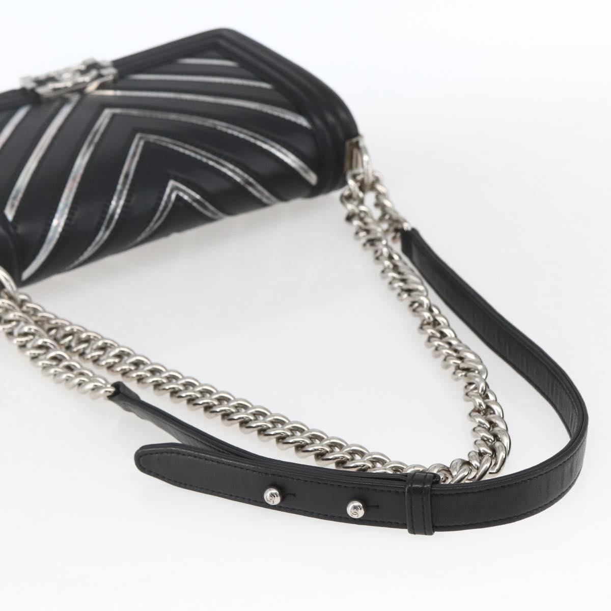 CHANEL Chain Boy Chanel V Stitch Bag Leather Black Silver CC Auth ka1417SAM - Jerrillo image 7