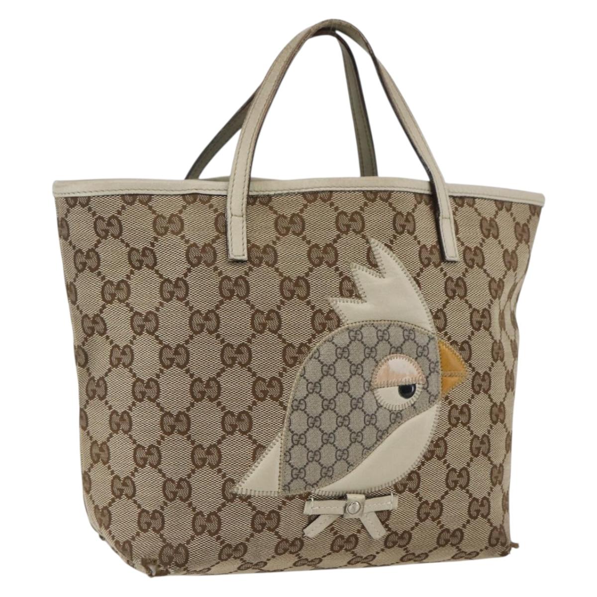 GUCCI GG Canvas Hand Bag Beige Silver 271101 Auth ka2598 - Jerrillo