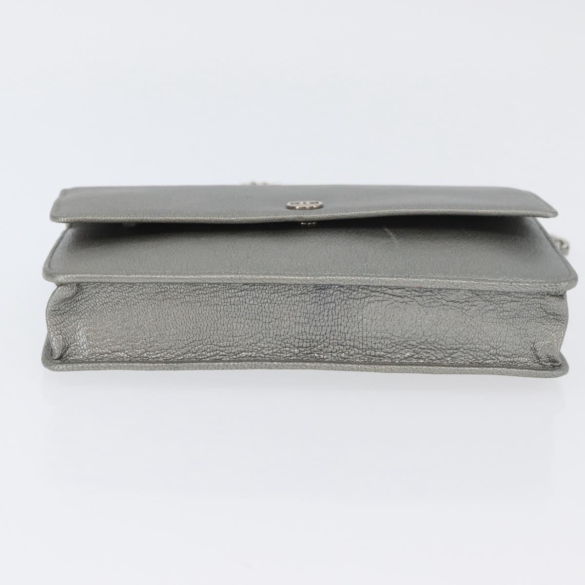 CHANEL Chain Wallet Shoulder Bag Leather Silver CC Auth ka3340SAV - Jerrillo image 5