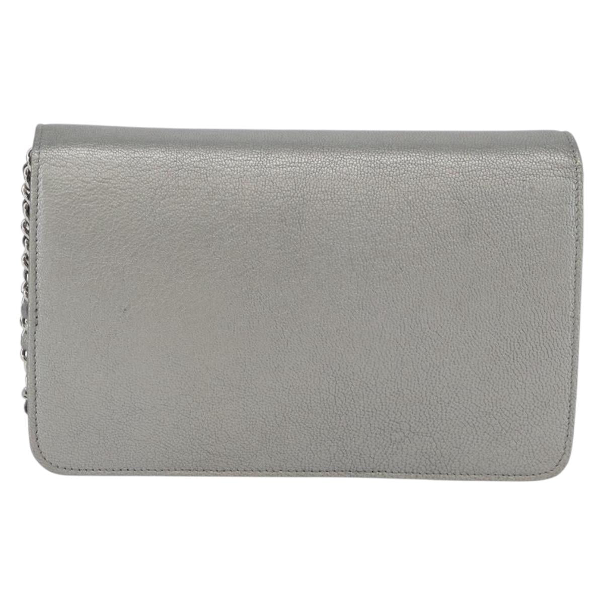 CHANEL Chain Wallet Shoulder Bag Leather Silver CC Auth ka3340SAV - Jerrillo image 2