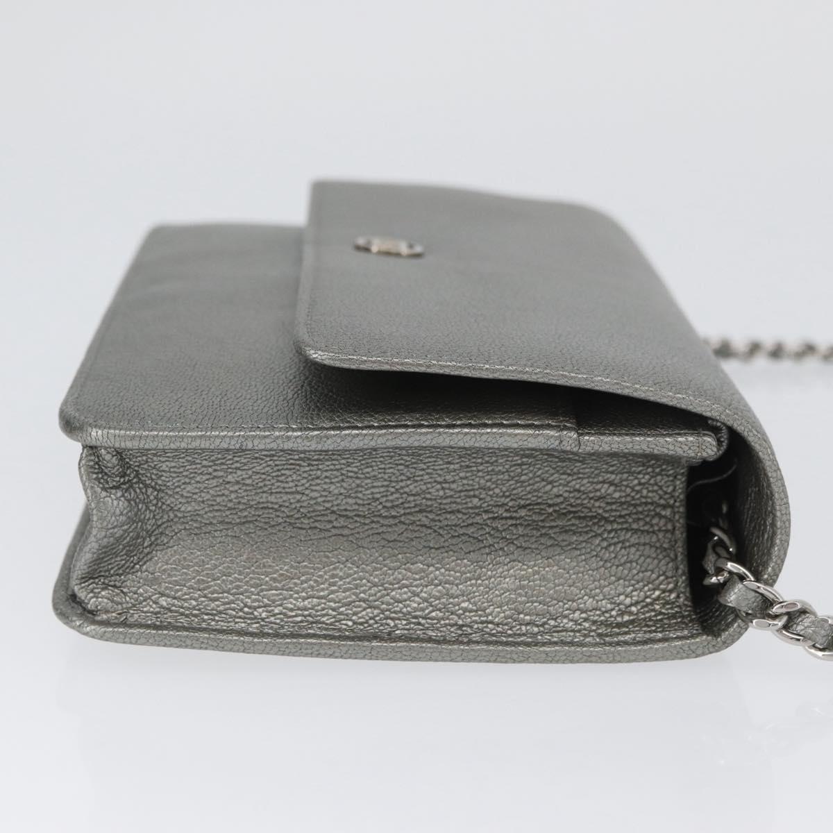 CHANEL Chain Wallet Shoulder Bag Leather Silver CC Auth ka3340SAV - Jerrillo image 3