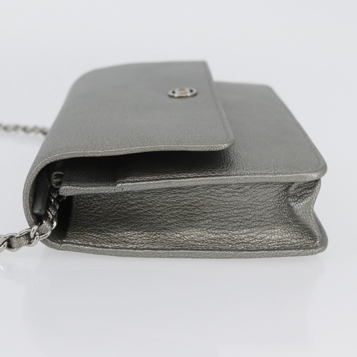 CHANEL Chain Wallet Shoulder Bag Leather Silver CC Auth ka3340SAV - Jerrillo image 4